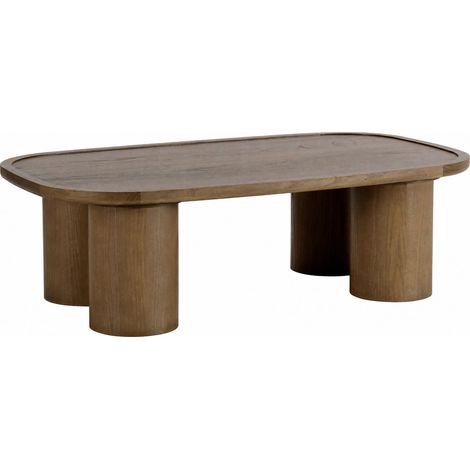 Table basse en frêne brun aux lignes douces - Brun (1/5)