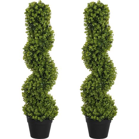 Lot de 2 eucalyptus artificiels spiralés, 90 cm, plante d'intérieur, plante artificielle, grandes plantes décoratives en pot pour la maison, le bureau, le couloir, le jardin, vert (1/5)