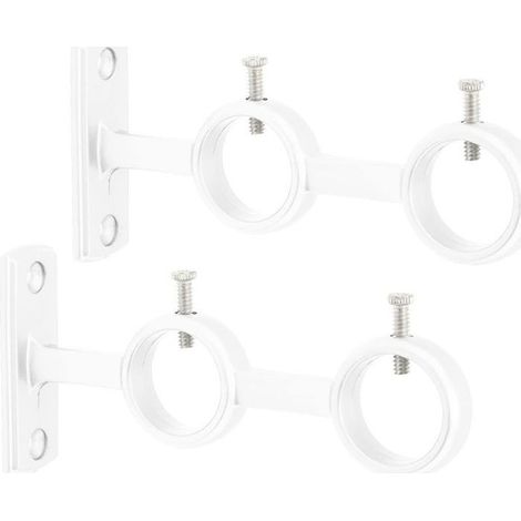 Support de tringle à rideau double, 2 pièces, fixation murale, pour tringle à rideau de diamètre 15-25 mm (blanc) (1/5)