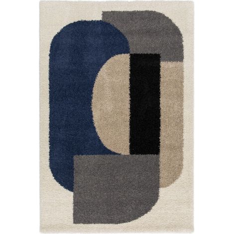 BOBOCHIC - Tapis shaggy EZIO motif abstrait  160x230 Gris (1/5)