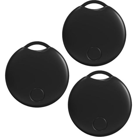 Localizador Bluetooth para mascotas, ideal para rastrear equipaje, llaves y carteras. Compatible con Apple Find My, color negro, paquete de 3 unidades. (1/5)