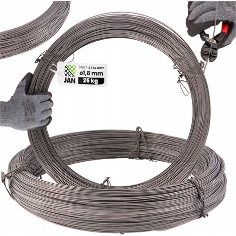 Fil d'acier dur noir de 1,8 mm pour armature, soudable, 1250 m, 25 kg