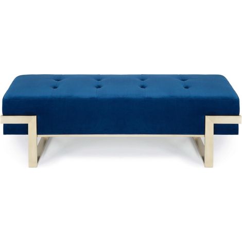 Banquette Istanbul Velours Bleu Pieds Or (1/5)