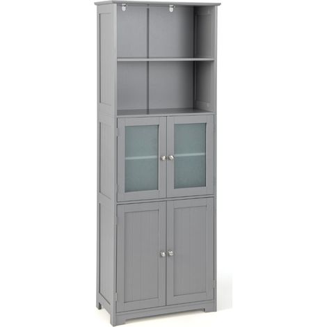 Mobile contenitore per bagno 60 x 30 x 163 cm 6 ripiani design moderno MDF grigio 200012752