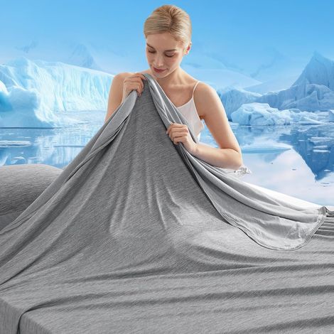 Couverture de Refroidissement 150 200cm, Arc-Chill 3.0 Couverture d'été de Double Face Plaid Rafraîchissante pour Les Sueurs Mocturnes Adultes Enfants Dormeurs Chauds Q-Max 0.5-Gris (1/5)
