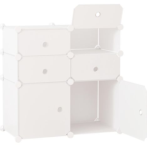 Armoire modulaire plastique 6 cases avec autocollants décoratifs, rangement pour chaussures, vêtements et jouets. (1/5)