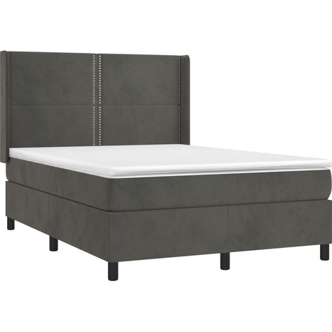 Boxspringbett mit Matratze Dunkelgrau 140x200 cm Samt vidaXL (1/5)