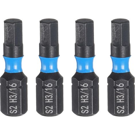 4pcs H3/16 SAE Embout de Tournevis Hexagonal 1/4" Tige Hexagonale 25mm/1" Longueur Magnétique Embouts Acier S2 de Perceuse Électrique (1/5)