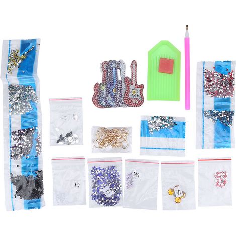 Kit de peinture diamant guitare, porte-clés décoratif en forme de guitare, accessoire DIY pour bijoux (1/5)