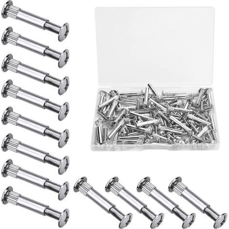 Lot de 60 vis M4 en fer nickelé pour meubles – Tête cruciforme – Pour bois de 31 à 40 mm d'épaisseur – Connexion stable et durable (1/5)