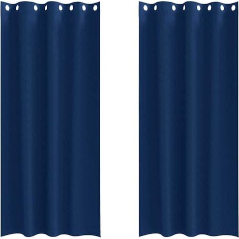 Rideaux occultants, avec anneaux de suspension, ensemble de deux pièces, bleu foncé, 225 x 140 cm