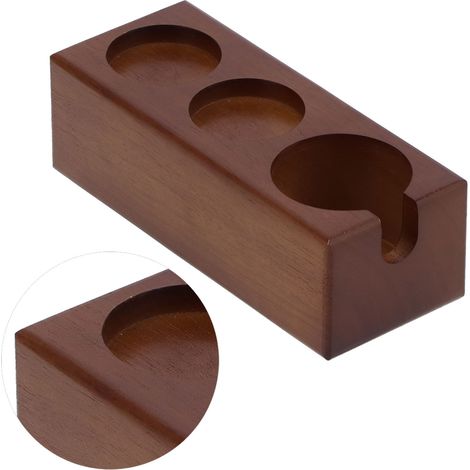 Porte-tasseur à café en bois, porte-porte-filtre à café, étagère de rangement à trois trous pour comptoir de bar (1/5)