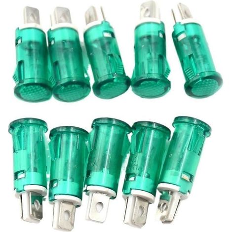 Lot de 10 voyants néon pour panneau 220V 110V 12/24V CC rouge vert jaune 10mm MDX-11A lampe de signalisation (1/5)