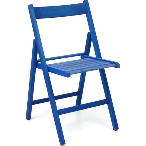 Offerta 4x sedia in legno di faggio pieghevole di colore blu