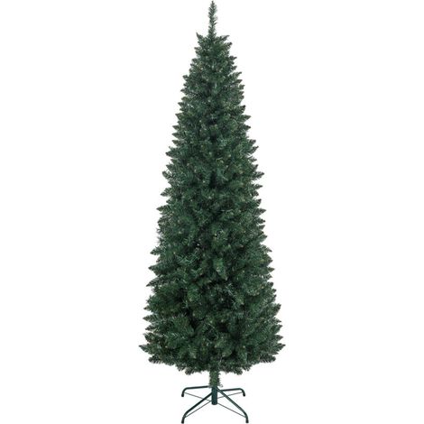 Sapin de Noël artificiel ultra-fin de 210 cm avec structure en acier pliable et 687 épines vertes (1/5)
