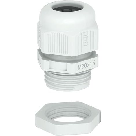 OBO Bettermann Racor para cables con contratuerca M20 poliamida gris claro RAL 7035, 2022766