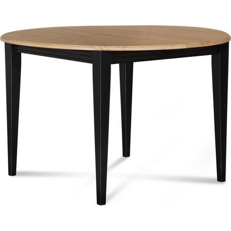 Hellin – Table ronde extensible en chêne massif D105 – 4 pieds fuselés – Allonge centrale 40cm – Extension jusqu'à 225cm