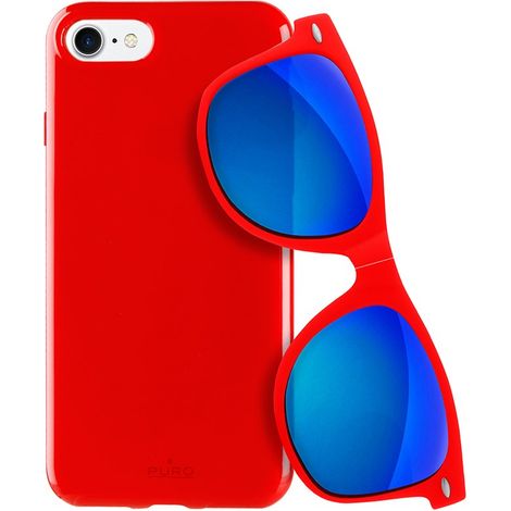 Puro Sunny Kit - Funda para iPhone SE (2022 / 2020) / 8 / 7 + Gafas de sol plegables (Rojo) (1/5)