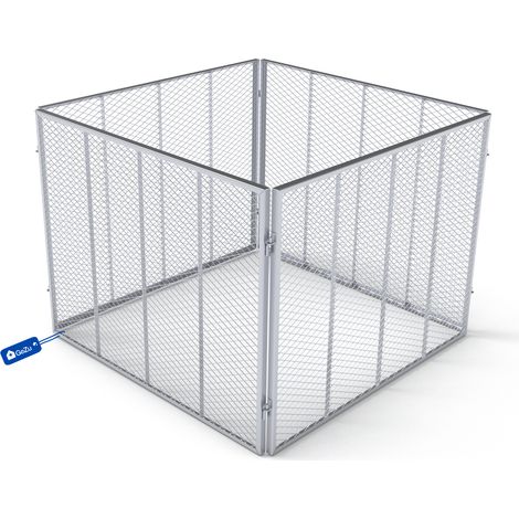 Composteur de jardin galvanisé à chaud 100 x 100 x 80 cm – bac à compost métallique robuste capacité 800 L recyclage bio feuilles et déchets verts – GeZu Impex