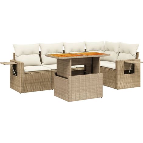 Maison Exclusive - Set Divano da Giardino 6 pz con Cuscini Beige in Polyrattan (1/3)