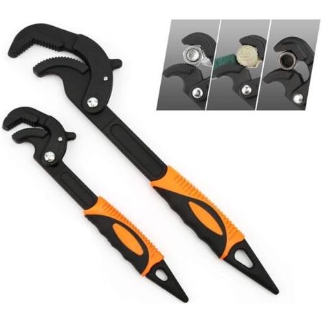 Jeu de clés universelles orange (2 pièces) - Clé réglable multi-usages, clé à pipe à ouverture rapide et jeu d'outils multifonctionnels. (1/5)