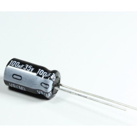 Condensador Electrolitico 100uF 35Vdc Medidas 6,3x11mm Radial