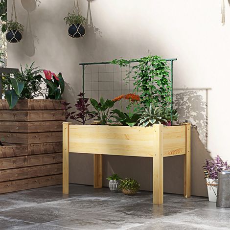 Rankgitter-Pflanzkasten für urbane Gärten, Kletterpflanzen, Gemüse, Pflanzen und Blumen, 120 x 60 x 75 cm, Natur (1/5)