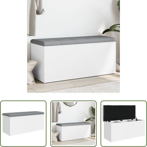 vidaXL Stauraum - Aufbewahrungsbank Weiß 102 x 42 x 45 cm Holzwerkstoff (1/5)