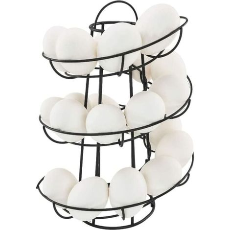 Distributeur d'œufs en spirale, support à œufs en métal, présentoir de cuisine, pour 24 œufs (noir) (1/5)