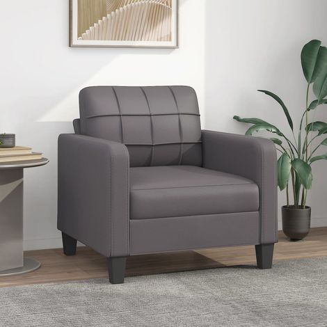 Fauteuil de Salon en Similicuir Gris Foncé. Avec Pied en bois. Confort et qualité (1/5)
