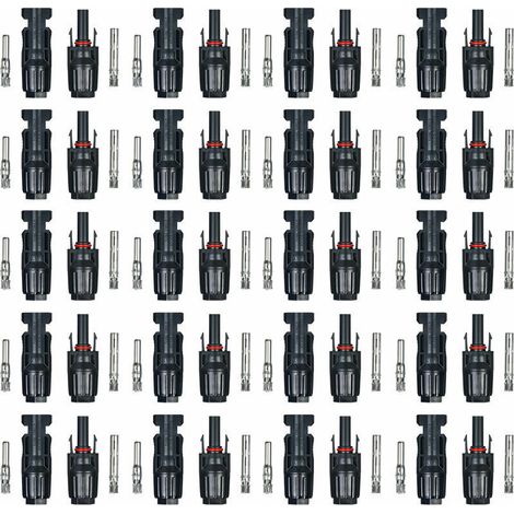 10 Pairs / 20 Pairs of Male/Female Solar Panel Cable Connectors for PV Systems, 20 Pairs Keyless (1/5)