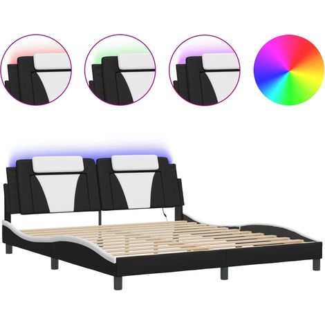 Maison Exclusive - Giroletto Viana con LED senza Materasso Nero e Bianco 180x200 cm (1/5)