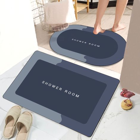 Tapis De Bain Moderne En Velours Cristal - Absorbant Et Séchage Rapide - Antidérapant Pour Salle De Bain Et Entrée - 1 Pièce (1/2)