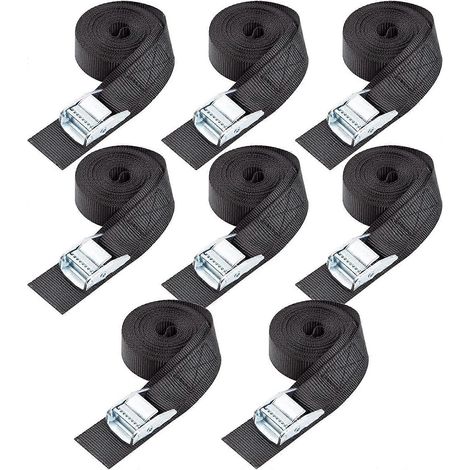 Sangles d'arrimage 2 cm x 40 cm (8 pièces), noires, pour chargement jusqu'à 272 kg (600 lb), supportant jusqu'à 272 kg (600 lb). (1/5)