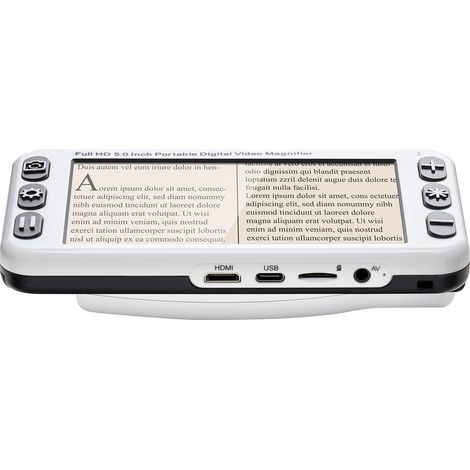 Loupe Électronique Portable HD 127mm, Aide à la Lecture pour Malvoyants, Zoom 2X-48X, Double Caméra 13MP, 26 Modes Couleur, Sortie AV/HDMI, Poignée Pliable
