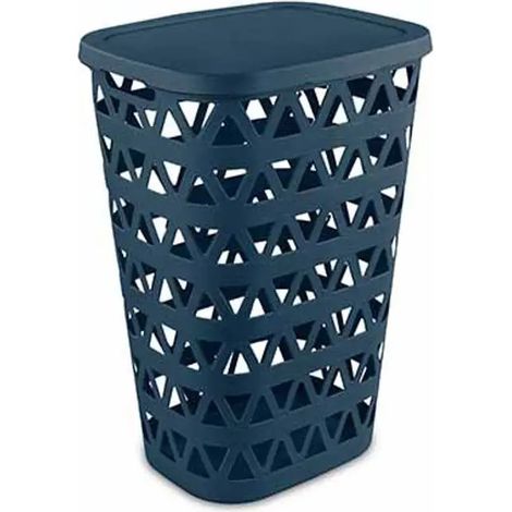 Cesta portabiancheria Oceana blu 55l cm 42,6x34,5x60,1 h (1/2)