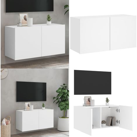 TV-Wandschrank Weiß 80x30x41 cm - TV Schrank - Holzwerkstoff Möbel - Weißer TV Stand - Wandregal - Wohnzimmerschränke - Home & Living (1/5)