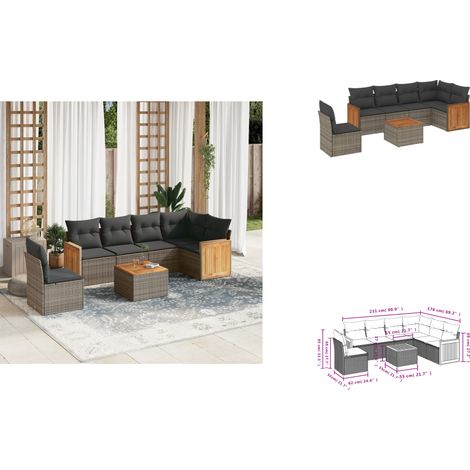 7-tlg. Garten-Sofagarnitur mit Kissen Grau Poly Rattan - Gartenmöbel - Esstisch - Lounge Set - Outdoor Möbel - Rattan Gartenmöbel (1/3)
