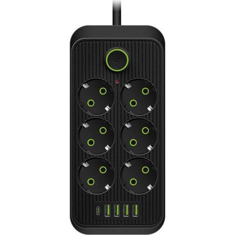 Multiprise electrique protection surtension - Roame - bloc 6 prises 4 usb 1 type-c longueur câble 1,8m avec interrupteur bloc mult (1/4)