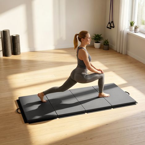Tapis de Gymnastique Pliable Épais Yoga Fitness, Antidérapant, Gain de Place, 180x80x5 cm, Gris (1/5)