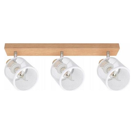 Gbly – Plafonnier à spot blanc bois – E14 orientable 350° – 3 flammes max 25W – Éclairage modulable pour salon, chambre, cuisine, couloir