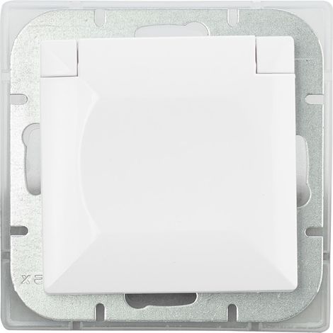 Enchufe individual Pearl P/T Z/U IP44 blanco, tapa blanca - E+9000200