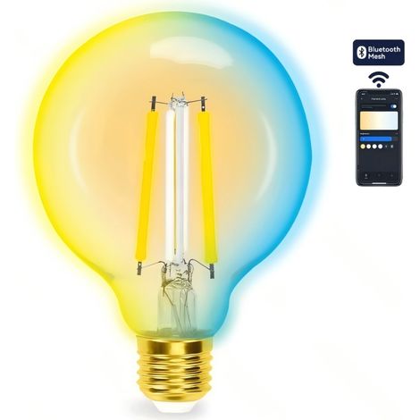 Ampoule connectée Bluetooth Aigostar G95 E27 6W à grille réglable, ampoule à filament ambré vintage