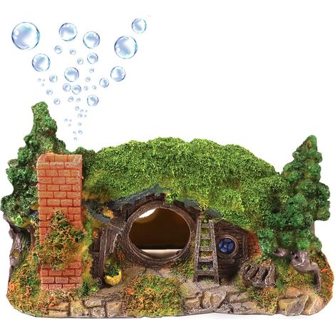 Décorations d'aquarium cabane de Hobbit avec bulles décoratives pour betta (1/5)