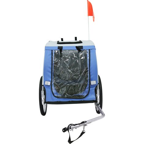 Remorque de Vélo pour Chien - Pet Bike Trailer avec Réflecteurs drapeau - Pet Bike Trailer - Dog Bicycle Trailer Foldable - Max. 30 Kg Bleu (1/5)