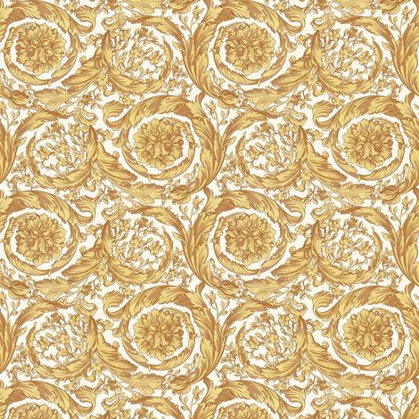 Carta da parati di lusso Profhome 366925 Carta da parati TNT strutturata con ornamento lucida oro giallo beige 7,035 m2