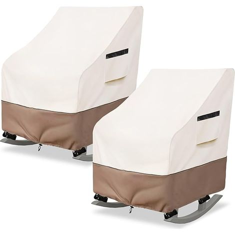 Outdoor Rocking Chair Cover 2 Pack,Heavy Duty Waterproof Patio Rocking Chairs Cover for 27" W x 34" D x 45" H Presidential Rocking Chair,Beige