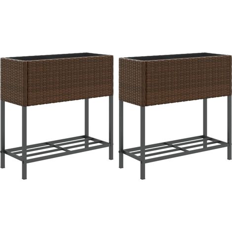 Maison Exclusive - Fioriere Giardino con Ripiani 2pz Marroni 70x28x70cm Polyrattan