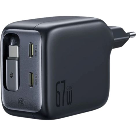 Baseus EnerCore CJ11 USB-C 67 W – Carregador de parede com cabo retrátil