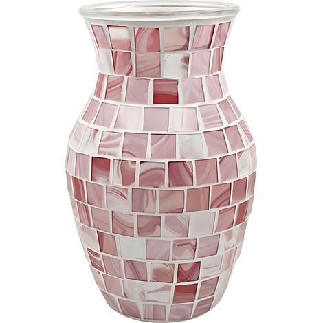 Mosaic Vase, Vases Home Decoration, Vintage Glass Vases, Glass Flower Vase, Modern Vasen Decoration for Living Room, Bedroom, Table, Wedding, Party Office (Dark Pink) (1/5)